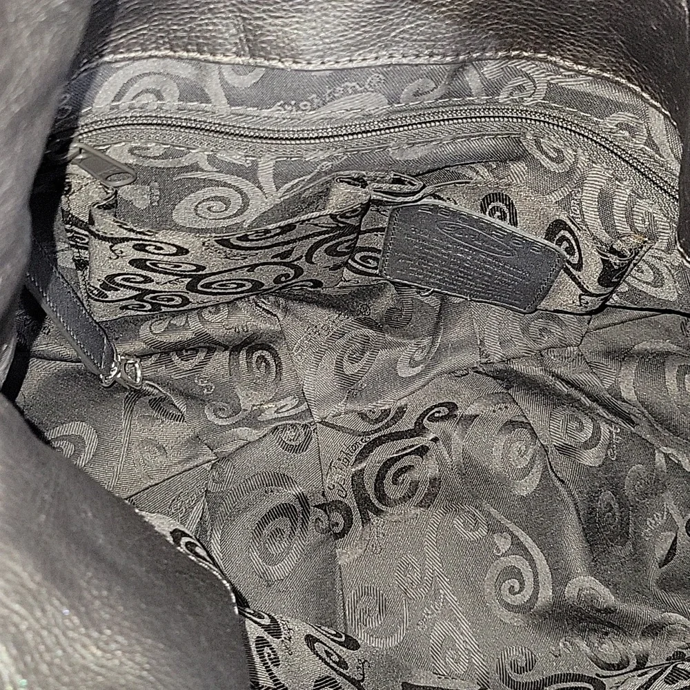 Brighton Black Patent Snakeskin Embossed Leather Women's Bag